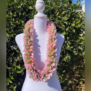 Handmade Leis-  Pink Akulikui flower 41 inch
